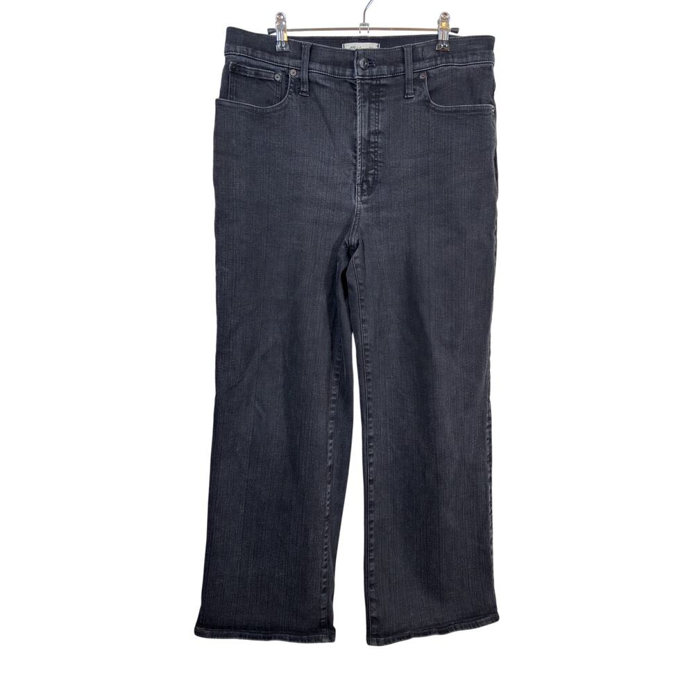 Madewell The Perfect Vintage Wide Leg Jeans Womens 31 Black High Rise Stretch